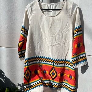 Sage Top Womens Sz Small Native Aztec Art Blouse Made in USA